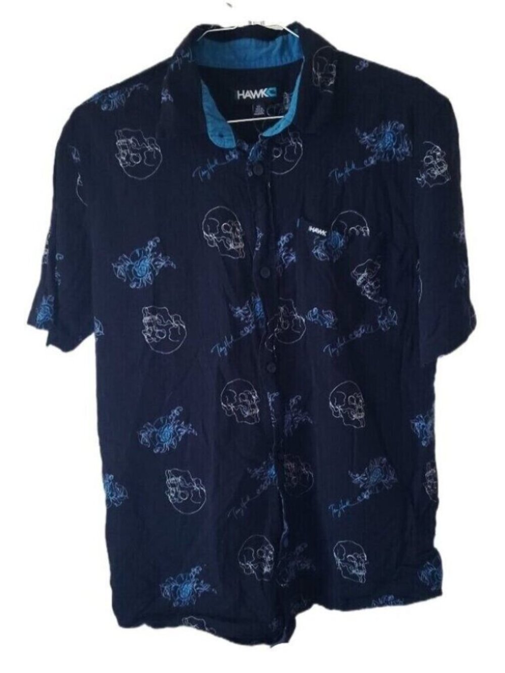Tony Hawk Men's Skull & Rose Short Sleeve Woven Shirt